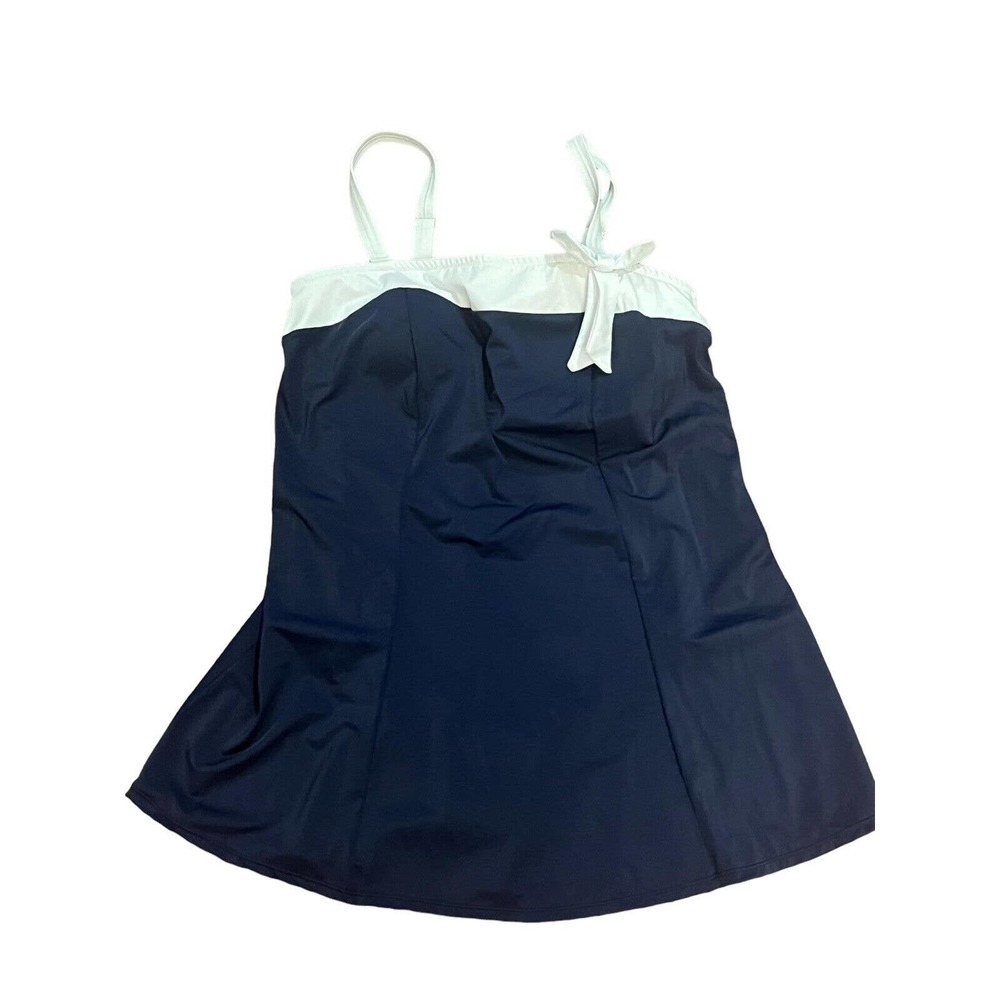 NWT Swimsuits For All Navy and White Swimdress with Cute Bow Size 18